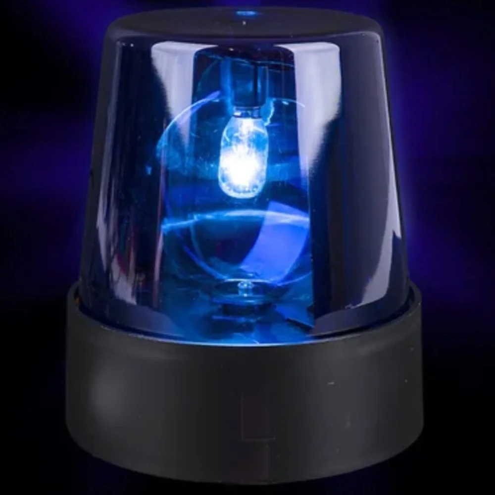 7” Blue Police Beacon Light Rotating Flashing Light Plug In AC Powered
